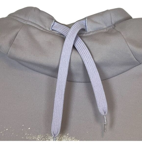 NIKE Hoodie Women's Medium Gray Purple Fleece Lined Pullover Drawstring Hood - Picture 3 of 8